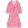 Women's Odette Ikat V-Neck Long Sleeve Print Maxi Dress, Pink - Dresses - 1 - thumbnail