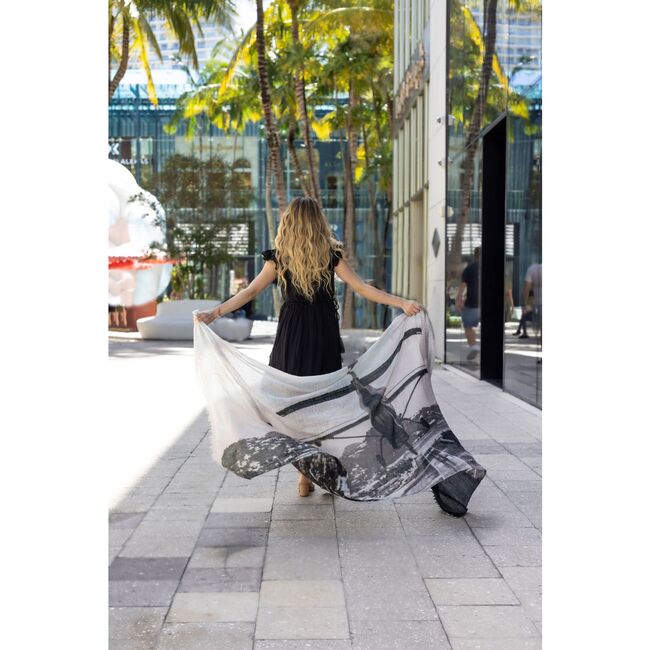 Women's Coralie Cotton Mini V-Neck Ruffle Sleeve Dress, Black Gauze