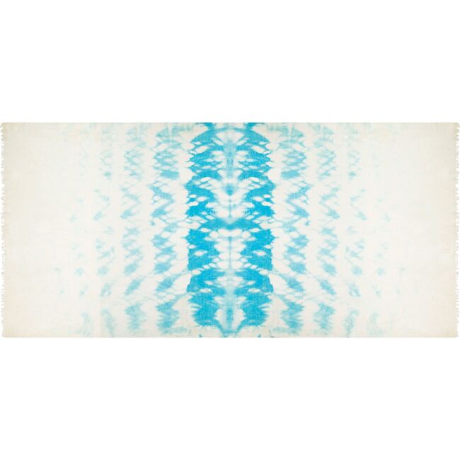 Cashmere Hand-Dip Dye Saline Pareo Scarf, Aqua Seas
