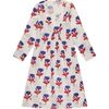 Women's Floral Block Print V-Neck Fit-N-Flare Long Sleeve Dress, White - Cover-Ups - 1 - thumbnail