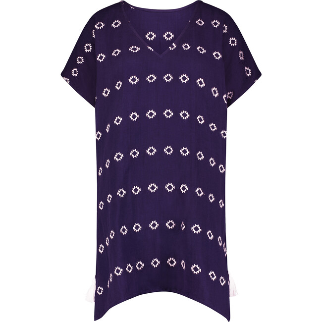 Women's Capucine Embroidered Mini Caftan Dress, Navy