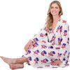 Women's Floral Block Print V-Neck Fit-N-Flare Long Sleeve Dress, White - Cover-Ups - 2 - thumbnail