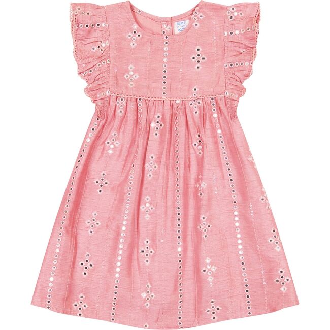 Luxe Mathilde Silk Dupioni Ruffle Sleeve Dress, Rose