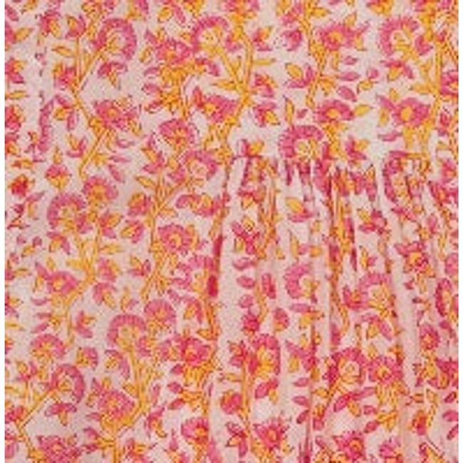 Women's Floral Block Print V-Neck Fit-N-Flare Long Sleeve Caftan Dress, Pink - Cover-Ups - 2