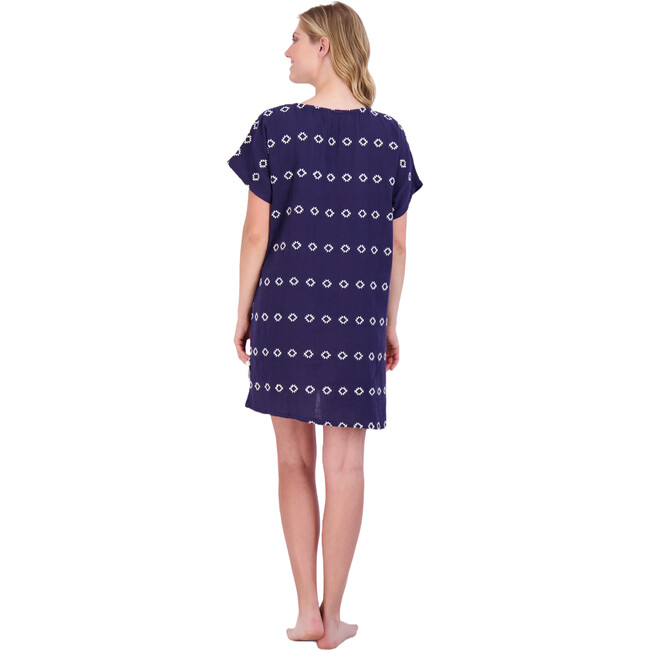Women's Capucine Embroidered Mini Caftan Dress, Navy - Cover-Ups - 3
