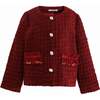 Tweed Button-Up Jacket, Red - Jackets - 1 - thumbnail