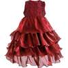 Sequin & Tiered Organza Dress, Red - Dresses - 1 - thumbnail