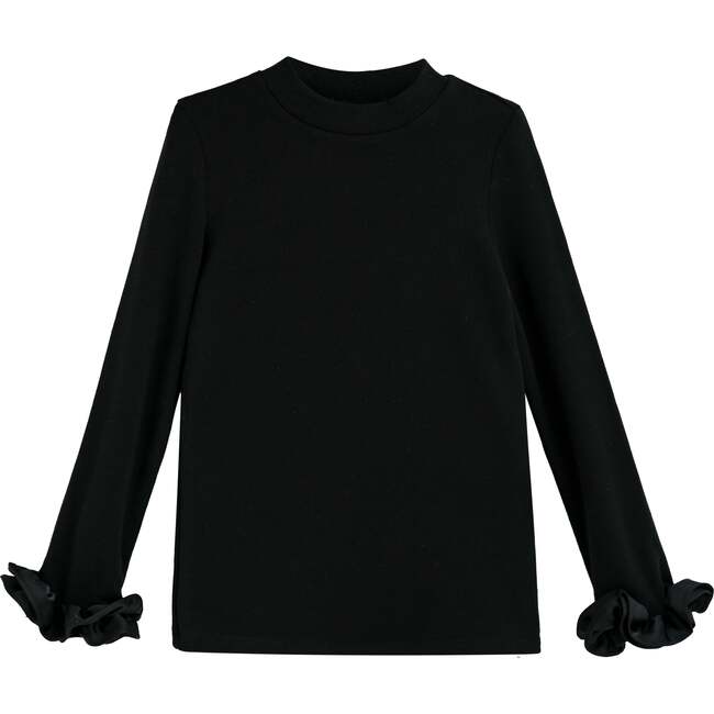 Top with Satin Ruffle Cuffs, Black