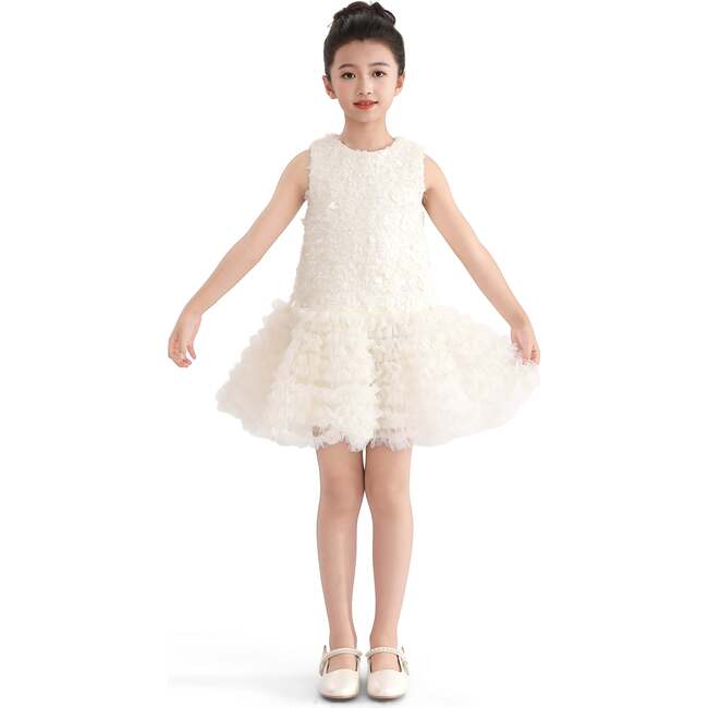 Whispered Petal Mini Dress, Cream