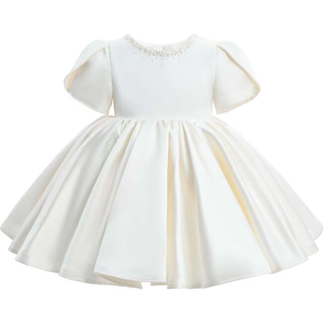 Pearl-Accented Occasion Dress, Ivory