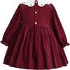 Smocked Holiday Dress, Burgundy - Dresses - 2 - thumbnail