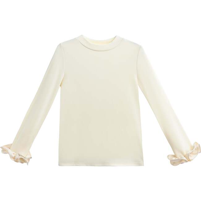Top with Satin Ruffle Cuffs, Cream