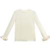 Top with Satin Ruffle Cuffs, Cream - Sweaters - 1 - thumbnail