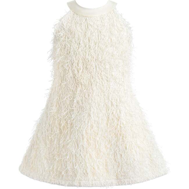 Rosette Ribbon-Back Dress, Cream