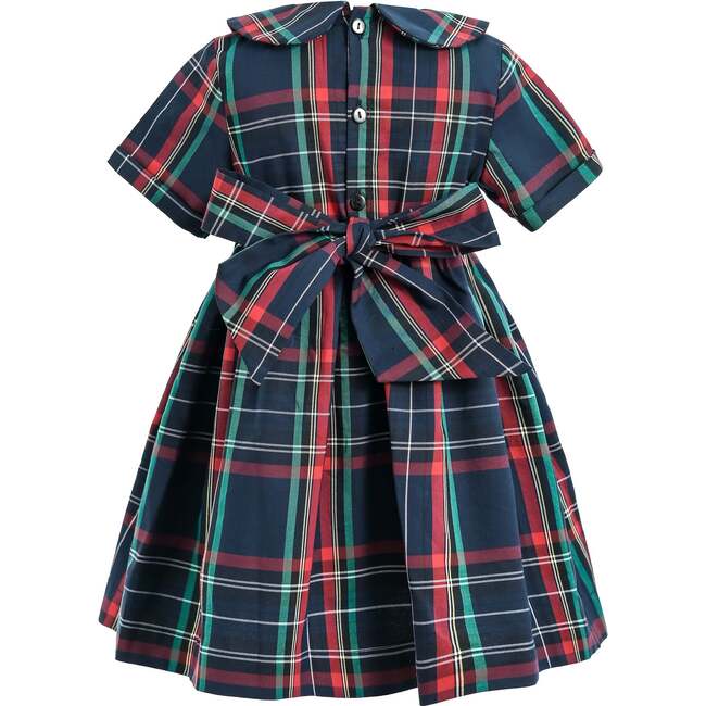 Plaid Button-Waist Dress, Red