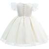 Lace-Trim Puff Sleeve Dress, Ivory - Dresses - 2 - thumbnail