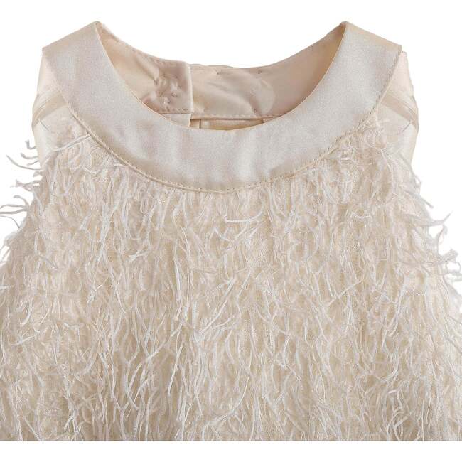 Rosette Ribbon-Back Dress, Cream