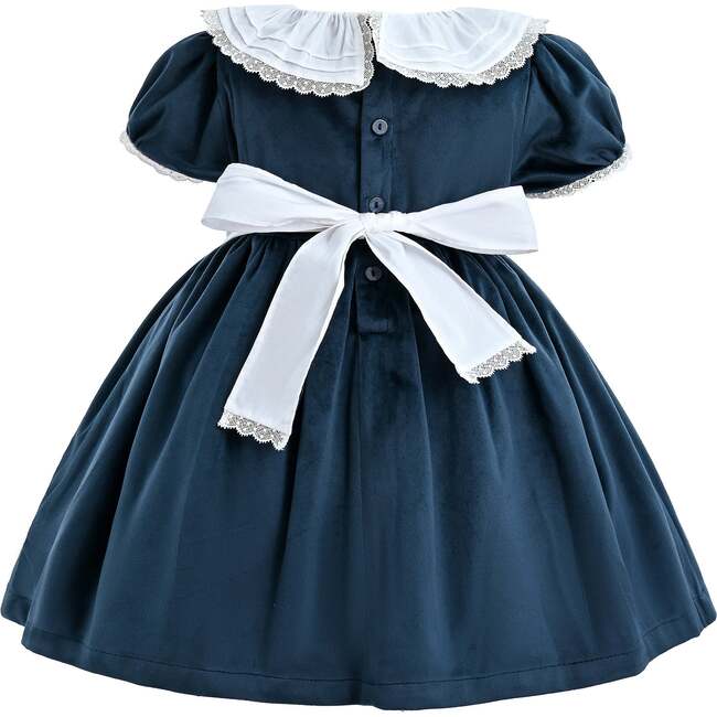 Puffed Velvet Dress, Navy Blue