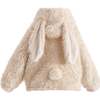 Bunny-Eared Fuzzy Jacket, Cream - Jackets - 1 - thumbnail