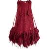 Sequin Feather Dress, Red - Dresses - 1 - thumbnail