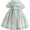 Button-Up Stripe Dress, Green - Dresses - 1 - thumbnail