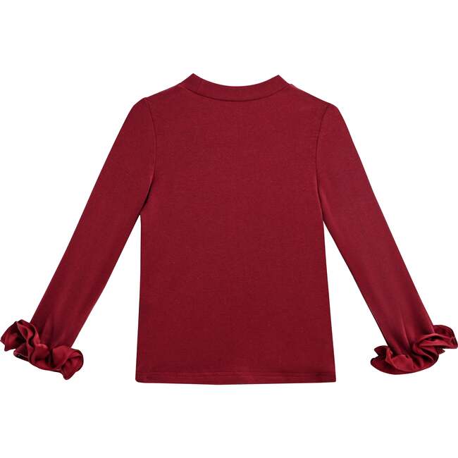 Top with Satin Ruffle Cuffs, Red