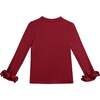 Top with Satin Ruffle Cuffs, Red - Sweaters - 2 - thumbnail