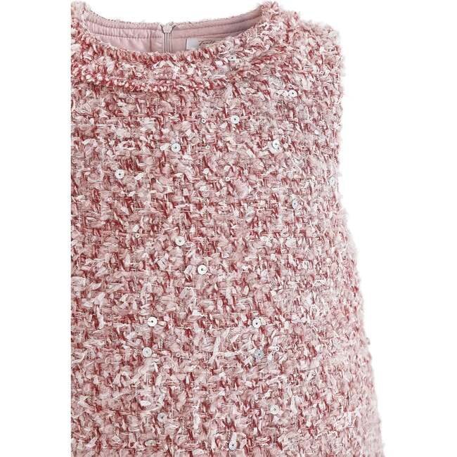 Tweed Sequin Shift Dress, Pink - Dresses - 3