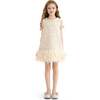 Sequin Feather-Hem Dress, Cream - Dresses - 2 - thumbnail