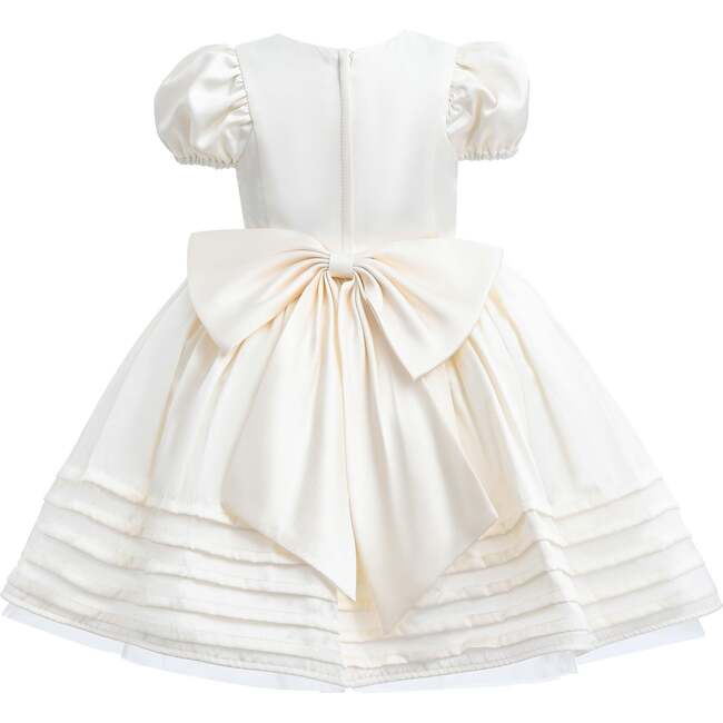 Embroidered Pleated Dress, Ivory