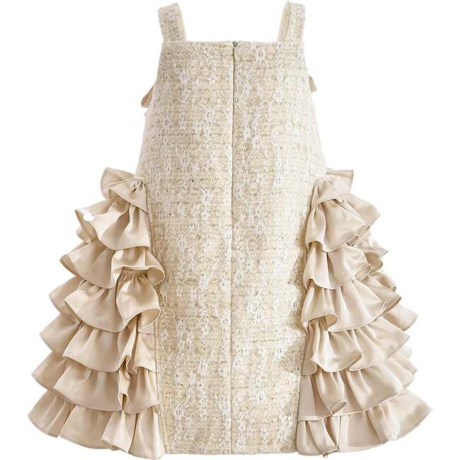 Ruffle Cascade Bow Dress, Cream - Dresses - 4