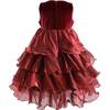 Sequin & Tiered Organza Dress, Red - Dresses - 4