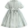 Button-Up Stripe Dress, Green - Dresses - 2 - thumbnail