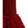Tweed & Tulle Ruffle Dress, Red - Dresses - 4