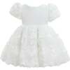 Bow Rosette Dress, White - Dresses - 1 - thumbnail