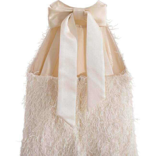 Rosette Ribbon-Back Dress, Cream - Dresses - 3