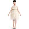 Feathered Tulle Party Dress, White - Dresses - 2 - thumbnail