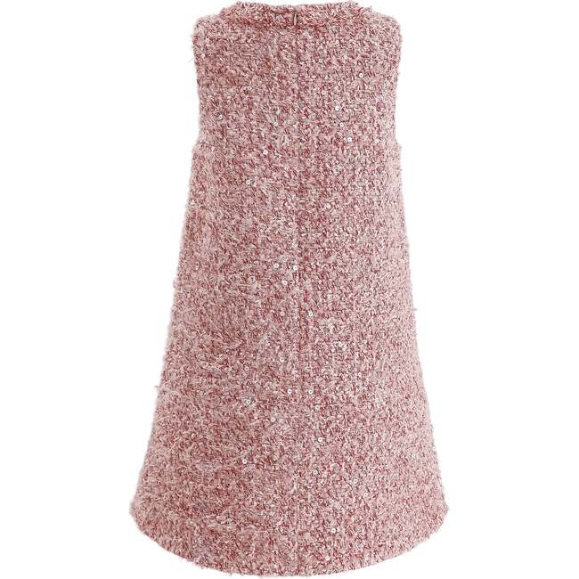 Tweed Sequin Shift Dress, Pink - Dresses - 4