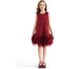 Sequin Feather Dress, Red - Dresses - 2