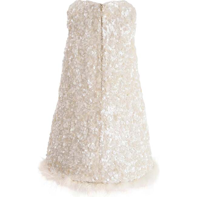 Sequin Feather Dress, Ivory - Dresses - 4