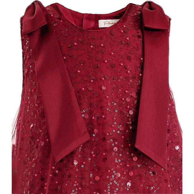 Sequin Feather Dress, Red - Dresses - 3