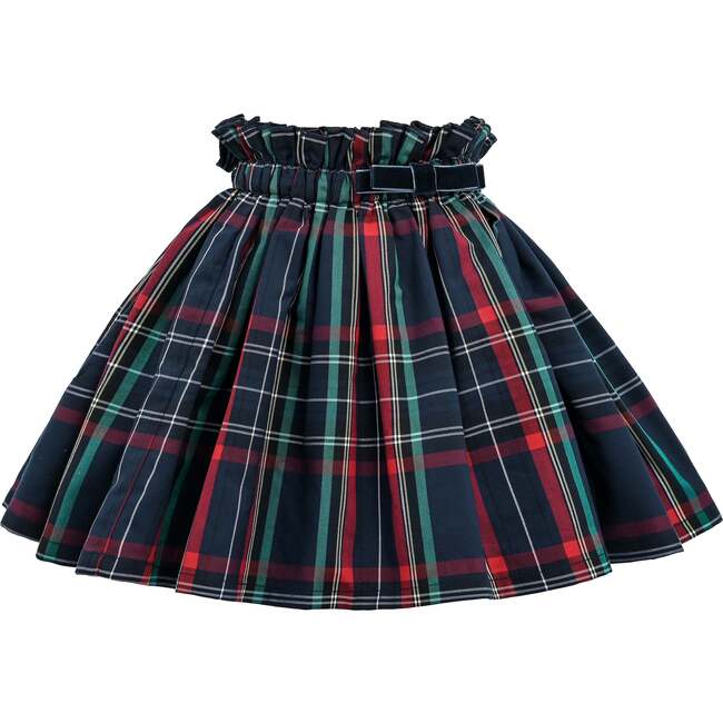 Plaid Two-Piece Bow Skirt Set, Navy - Mixed Apparel Set - 4
