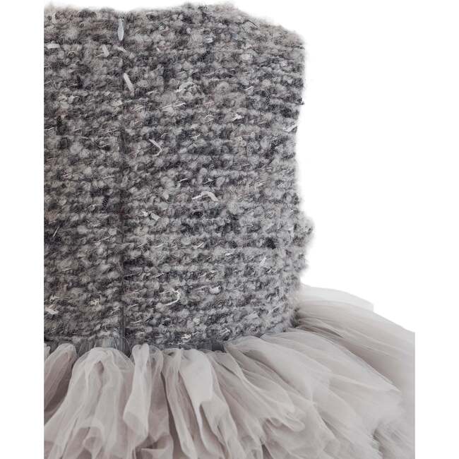 Textured Bodice Tulle Gown, Grey - Dresses - 4