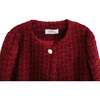 Tweed Button-Up Jacket, Red - Jackets - 4