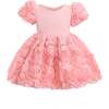 Bow Rosette Dress, Pink - Dresses - 1 - thumbnail