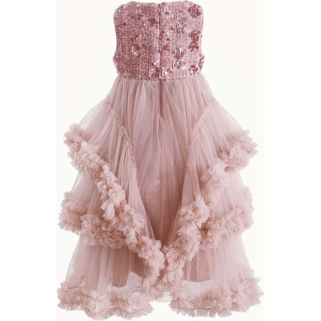 Sequin & Cascading Tulle Gown, Pink - Dresses - 4