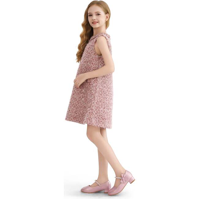 Tweed Sequin Shift Dress, Pink - Dresses - 5