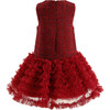 Tweed & Tulle Ruffle Dress, Red - Dresses - 5