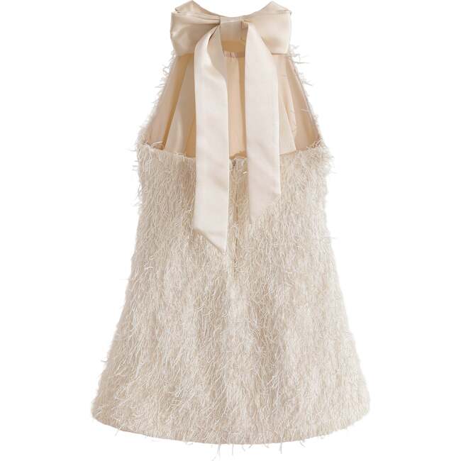 Rosette Ribbon-Back Dress, Cream - Dresses - 4