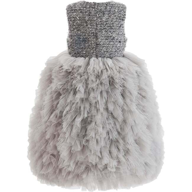 Textured Bodice Tulle Gown, Grey - Dresses - 5